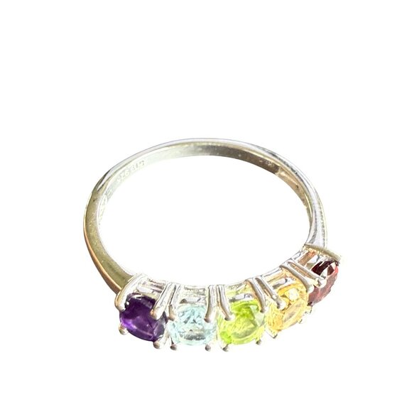 NWT Rainbow Gemstones Sterling Silver Band Ring Size 11 - Picture 3 of 6